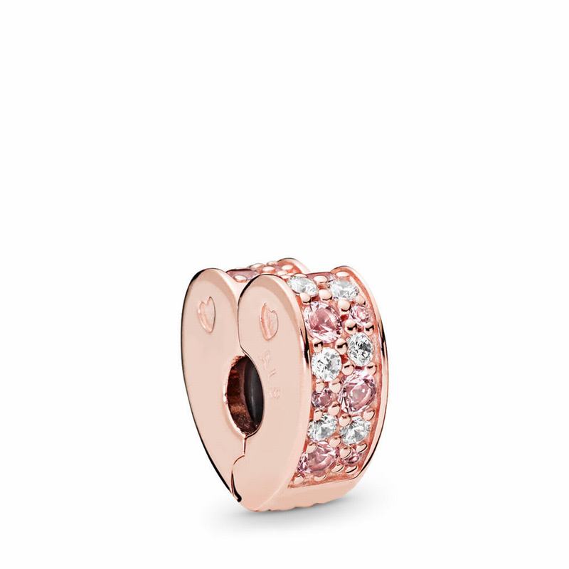 Pandora Rose™ Arcs Of Love Clip Charm - Pandora Rose/Silicone/Pink/Mixed Stones/Cubic Zirconia/Cryst